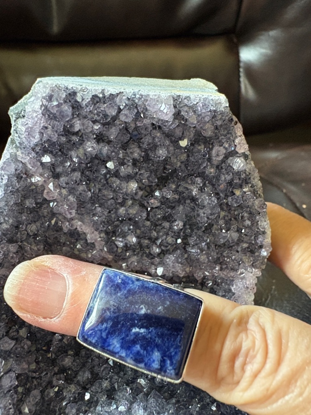 Blue Sodalite Rectangular Silver ring